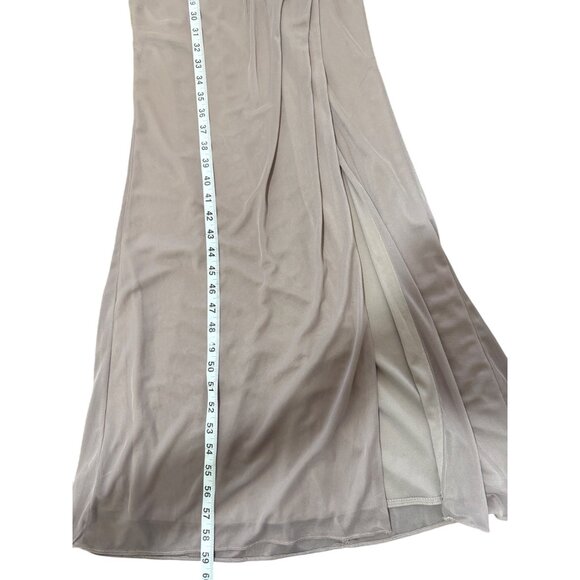 Azazie Leandra Mermaid Pleated Mesh Dress Bridesmaid Gown Hazelnut Pink Sz 2 NEW - Picture 7 of 10